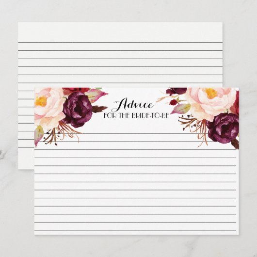 Boho Marsala Beauful Floral Advice Kaarten (Voorkant / Achterkant)