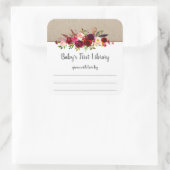 Boho marsala bloemenmeisje baby shower bookplate vierkante sticker (Tas)