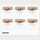 Boho marsala bloemenmeisje baby shower bookplate vierkante sticker (Vel)