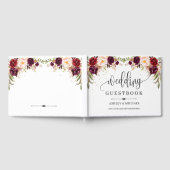 Boho marsala bordeaux gouden blozen bloemenbruilof gastenboek (Volledig)
