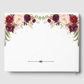 Boho marsala bordeaux gouden blozen bloemenbruilof gastenboek (Achterkant)