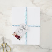 Boho marsala bordeauxrood bloesem gouden bruiloft cadeaulabel (Met Touw)