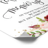 Boho marsala burgundy floral in lovenswaardig gehe poster (Hoek)