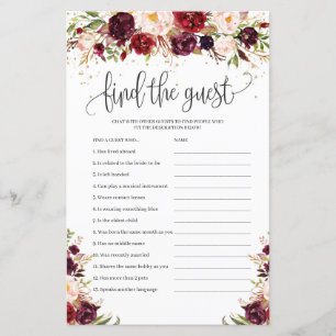 Boho marsala burgundy floral vind het gastspel