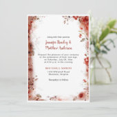 Boho Marsala Burgundy Floral Waterverf Wedding Kaart (Staand voorkant)