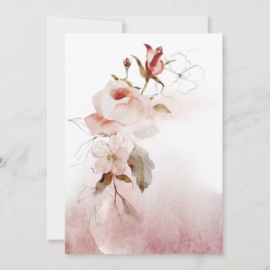 Boho Marsala Burgundy Floral Waterverf Wedding Kaart (Achterkant)