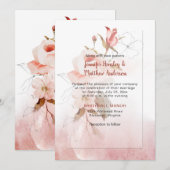 Boho Marsala Burgundy Floral Waterverf Wedding Kaart (Voorkant / Achterkant)