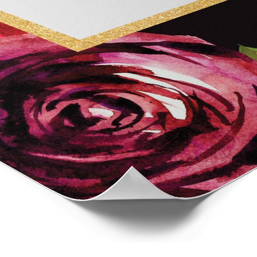 Boho Marsala Diep Rode Rozen Foto Prop Frame Poster (Hoek)