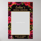 Boho Marsala Diep Rode Rozen Foto Prop Frame Poster (Voorkant)