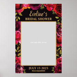 Boho Marsala Diep Rode Rozen Foto Prop Frame Poster