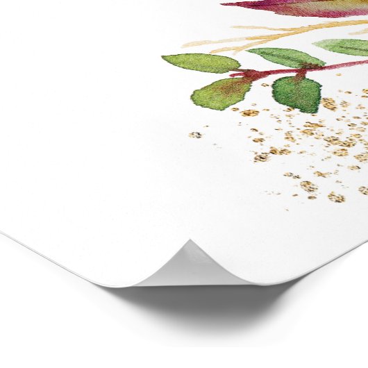 Boho marsala floral baby shower welkomstteken poster (Hoek)