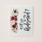 Boho Marsala Floral | Bruidsmeisje voorstel puzzel Legpuzzel (Verticaal)