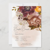 Boho Marsala Klei & Geel Boeket Bruidsbrunch Kaart (Voorkant)