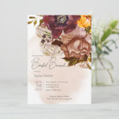 Boho Marsala Klei & Geel Boeket Bruidsbrunch Kaart (Staand voorkant)