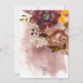 Boho Marsala Klei & Geel Boeket Bruiloft Kaart (Achterkant)