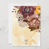 Boho Marsala Klei & Geel Boeket Geel Bruiloft Kaart (Achterkant)