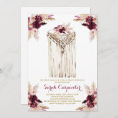 Boho marsala macrame baby shower uitnodiging meisj (Voorkant / Achterkant)