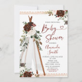 Boho Marsala Teepee baby shower Invitation Kaart (Voorkant)