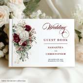 Boho marsala white gold roses wedding guest book gastenboek