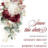 Boho marsala witgouden bloemige save the date kaar kaart