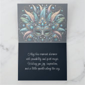 Boho Masquerade Feather Jewel Mask Kaart (Binnen)