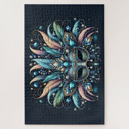 Boho Masquerade Feather Jewel Mask Legpuzzel (Verticaal)