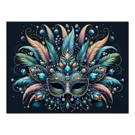 Boho Masquerade Feather Jewel Mask Perfect Poster