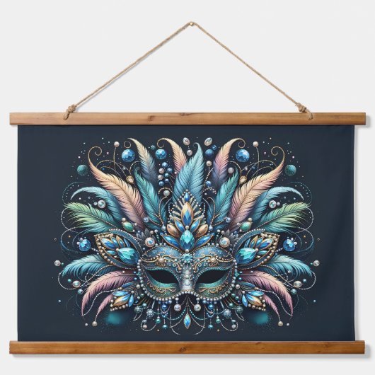 Boho Masquerade Veer Edel Masker Hangend Wandkleed (Voorkant)