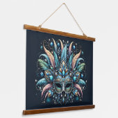 Boho Masquerade Veer Edel Masker Hangend Wandkleed (Gebogen)