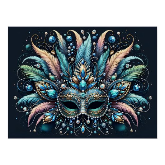 Boho Masquerade Veer Edelsten Masker Perfect Poster (Voorkant)