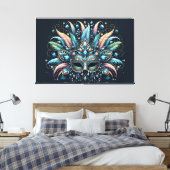 Boho Masquerade Veer Siermasker Canvas Afdruk (Insitu (Slaapkamer))