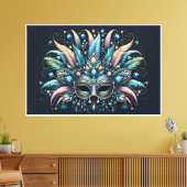 Boho Masquerade Veer Siermasker Canvas Afdruk (Insitu (Woonkamer))