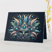 Boho Masquerade Veer Siermasker Kaart (Gele Bloem)
