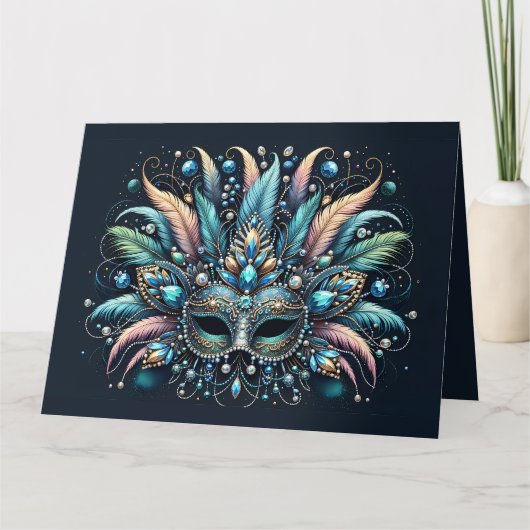 Boho Masquerade Veer Siermasker Kaart (Voorkant)