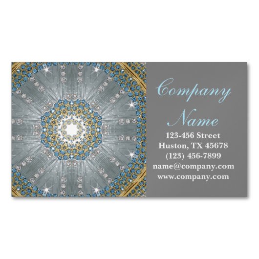 boho massage therapeut Yoga zilveren blauwe mandal Magnetisch Visitekaartje (Voorkant)