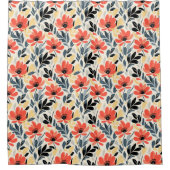 Boho Matisse Bloem Retro Print Design Douchegordijn (Voorkant)