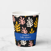 Boho Matisse Botanical Blue Custom Baby shower Papieren Bekers (Achterkant)