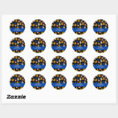 Boho Matisse Botanical Blue Custom Baby shower Ronde Sticker (Vel)
