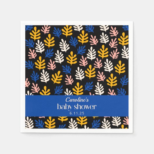 Boho Matisse Botanical Blue Custom Baby shower Servet (Voorkant)