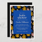 Boho Matisse Botanical Blue en Black Baby shower Kaart (Voorkant / Achterkant)