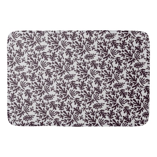 Boho Matisse Botanical Shapes Pattern Black Grey Badmat (Voorkant)