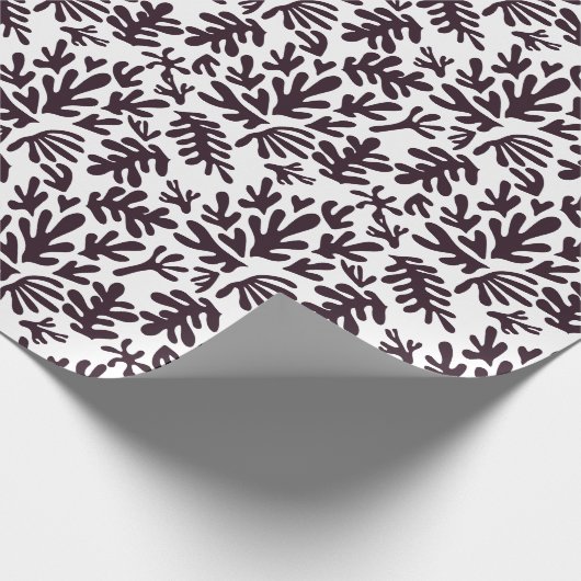 Boho Matisse Botanical Shapes Pattern Black Grey Cadeaupapier (Hoek)