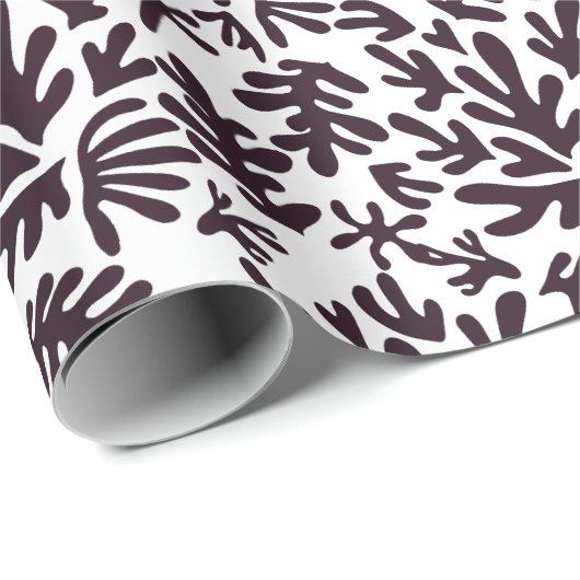 Boho Matisse Botanical Shapes Pattern Black Grey Cadeaupapier (Rol Hoek)