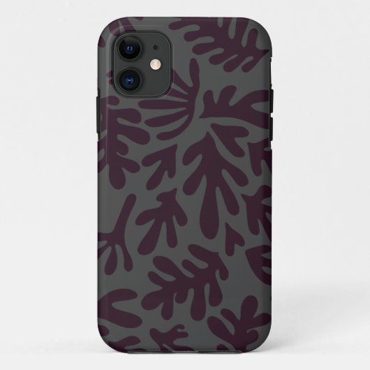 Boho Matisse Botanical Shapes Pattern Black Grey Case-Mate iPhone Case (Achterkant)