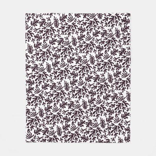 Boho Matisse Botanical Shapes Pattern Black Grey Fleece Deken (Voorkant)