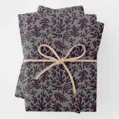 Boho Matisse Botanical Shapes Pattern Black Grey Inpakpapier Vel (In situ)