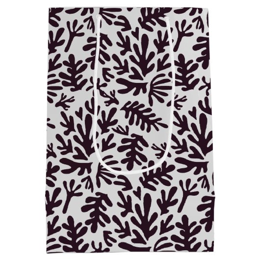 Boho Matisse Botanical Shapes Pattern Black Grey Medium Cadeauzakje (Achterkant)