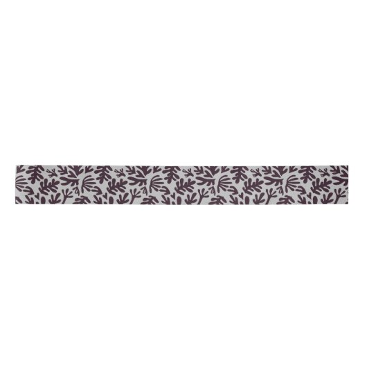 Boho Matisse Botanical Shapes Pattern Black Grey Satijnen Lint (Voorkant)