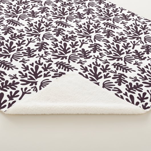 Boho Matisse Botanical Shapes Pattern Black Grey Sherpa Deken (3/4)