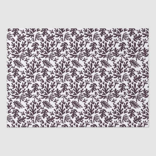 Boho Matisse Botanical Shapes Pattern Black Grey Tissuepapier (Voorkant)